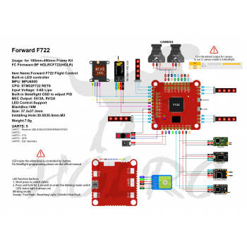 Kontroler lotu FC HGLRC Forward F722 OSD BARO z LEDami